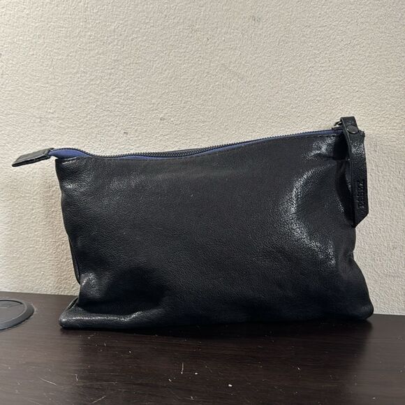 Essex Los Angeles Black Leather Up Zip Wallet Clutch Card Check Bills Holder - Picture 9 of 9